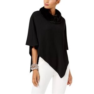 🆕 ALFANI Faux Fur collar Poncho sweater  Size 2X